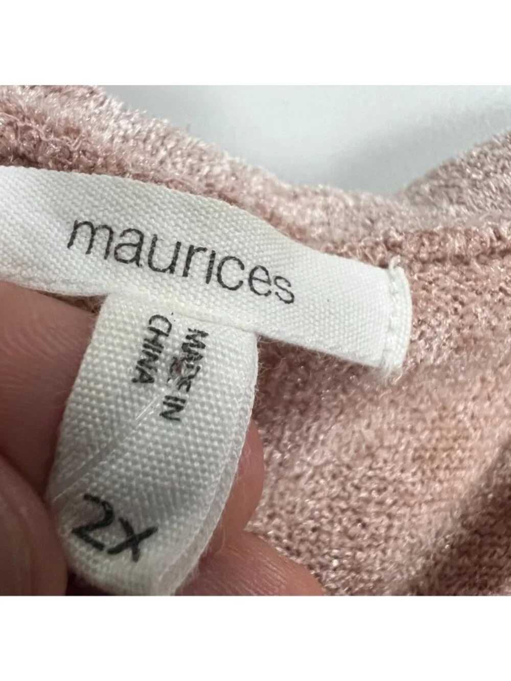 Maurices Womens Pink/Silver Glitter Sweater Embroidered Size 2X